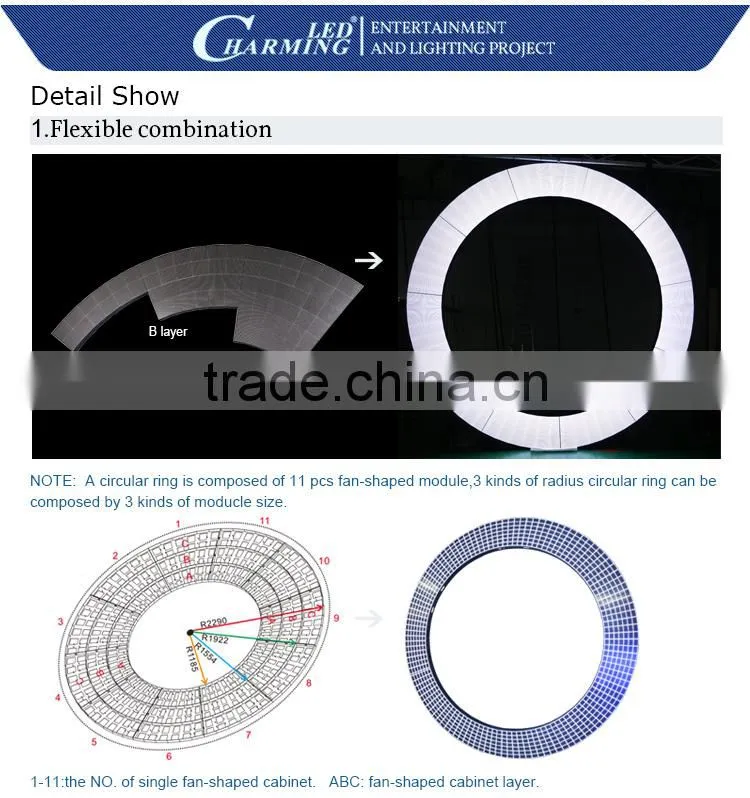 led 3d ring video display cabinet good for wedding stage lighting as backdrop in 2015
