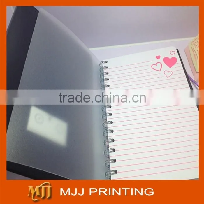 School supply PP cover spiral notebook Wire O diary book with plastic PP cover