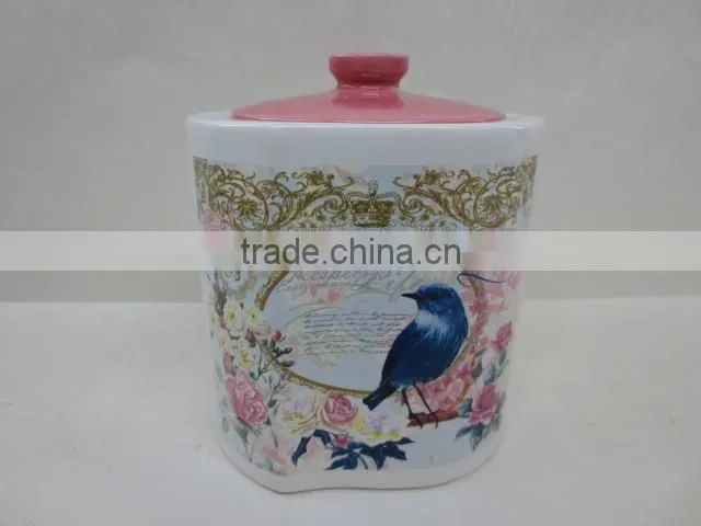 Decorative Ceramic Kitchen Spice Bottle Jar with Yellow Olive Handpaint