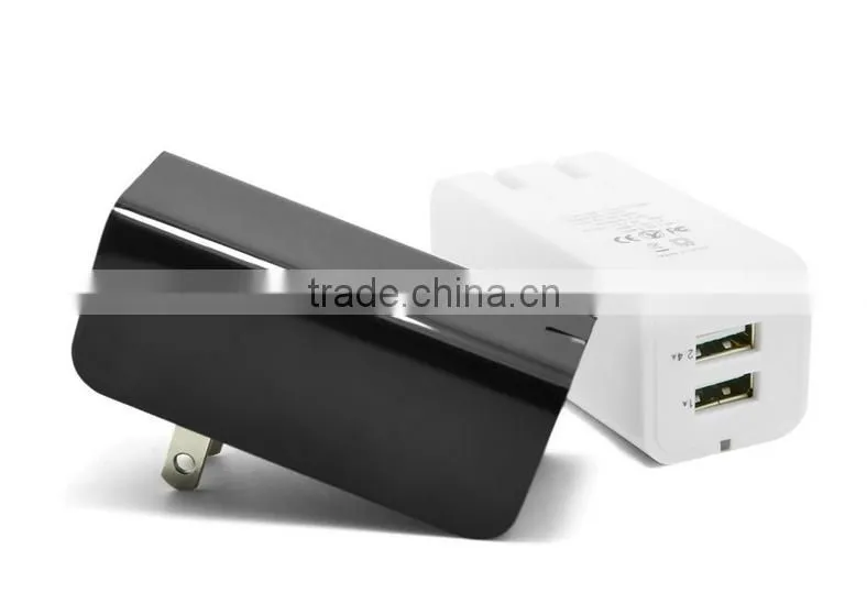 Portable Dual usb home travel charger us plug for iphone, ipad, samsung and tablet