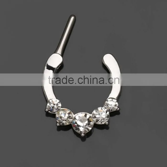 Wholesale Yiwu Fashion Rhinestone Stainless Steel Unique Nose PiercingJewelry