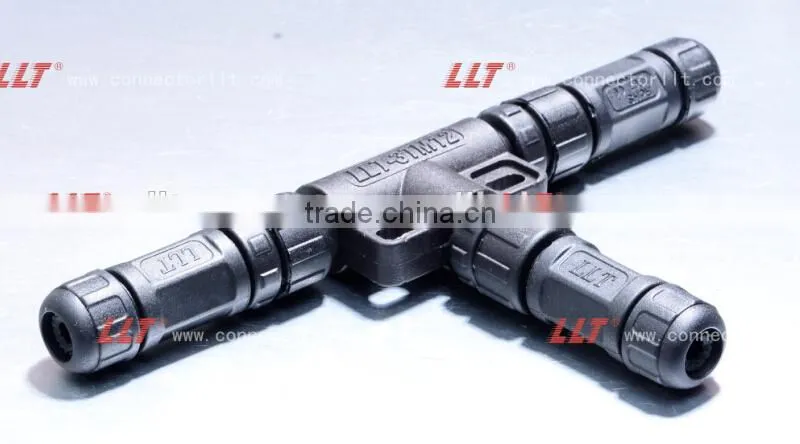 LLT Easy Installable M12 series T connector Outdoor lighting electrical Tee Connector