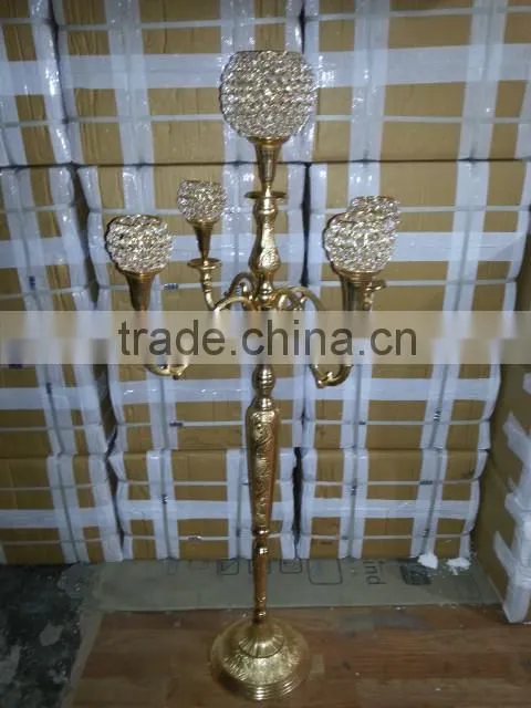 2016 hot product crystal beads candelabra wedding centerpieces
