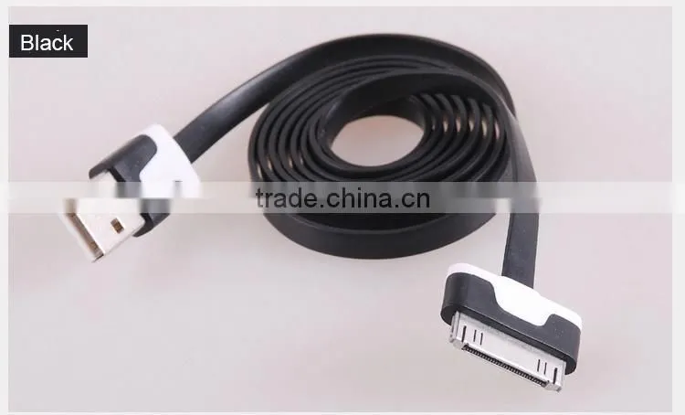 Noodle flat usb data charger cable for iphone 4