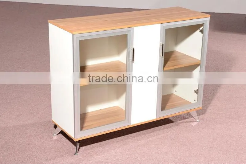 HC-M020 modern walnut color wood cabinet with glass door