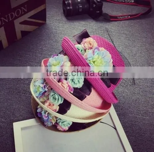 factory wholesale handmade high quality beach sun hat original selling flower latest 2016 straw hat wholesale