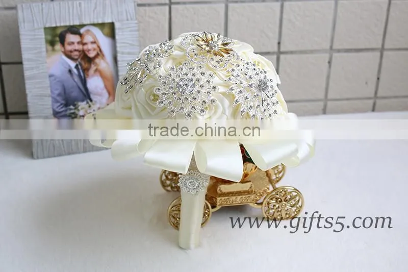 Custom Stunning Immortal Ribbon Rose Wedding Bouquets