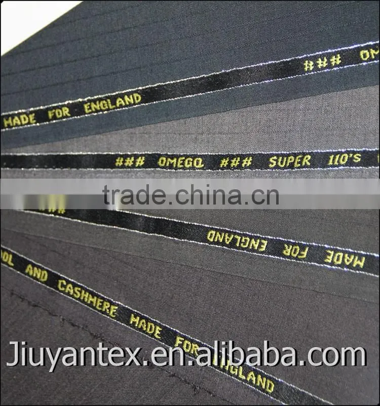Super wool cashmere trw stripe woven Shrink-Resistant England style high quality men suiting fabric with customized selvedge
