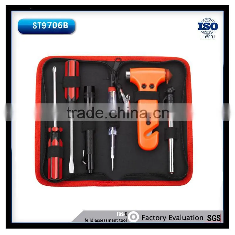 7pcs Emergency Car Tool Bag With Escape Hammer Tool