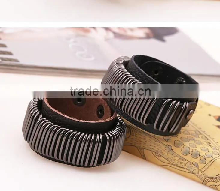 2015 punk Vintage handmade leather bracelet designs