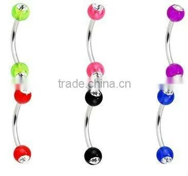 UV fashion body jewelry crystal acrylic eyebrow jewelry