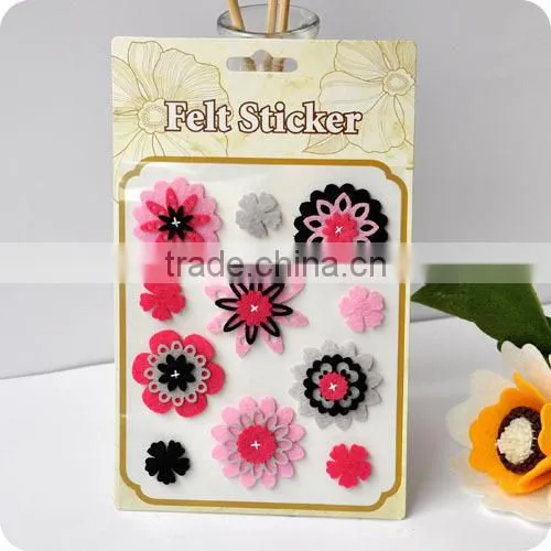 adhesive felt sticker, 3d sticker , handmade felt sticker, scrapbooking sticker, layered sticker , flower felt sticker