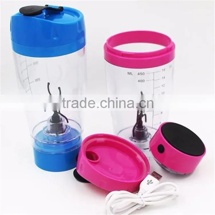 16oz/18oz BPA-FREE USB Rechargeable Pink Protein Shaker Bottle - Portable Electric Power Drink Mixer