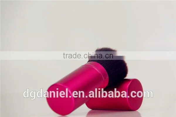gold color kabuki brush with long handle powder brush Aluminum cylinder handlebrushed aluminum cosmetic brush