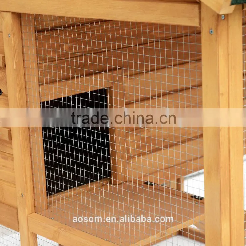 Pawhut Chicken Rabbit Cage Coop Ramp Nesting Box Wood Solid Overhead