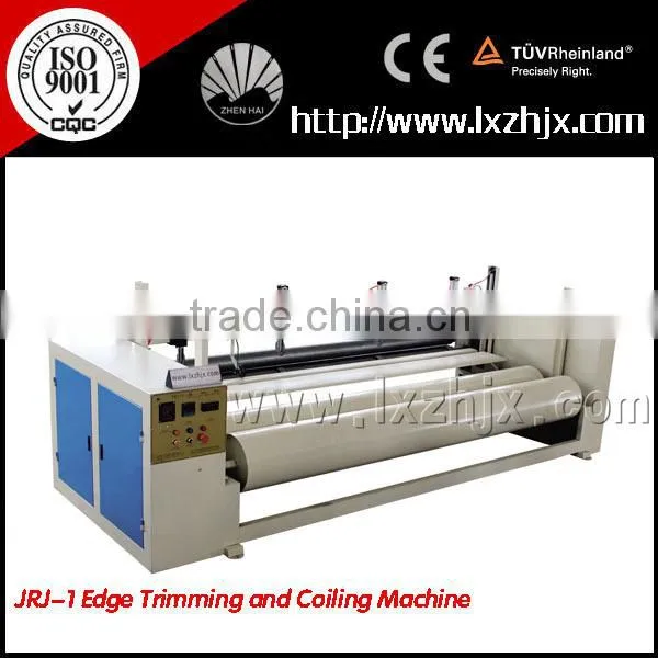 Nonwoven glue free wadding edge trimming and coiling machine