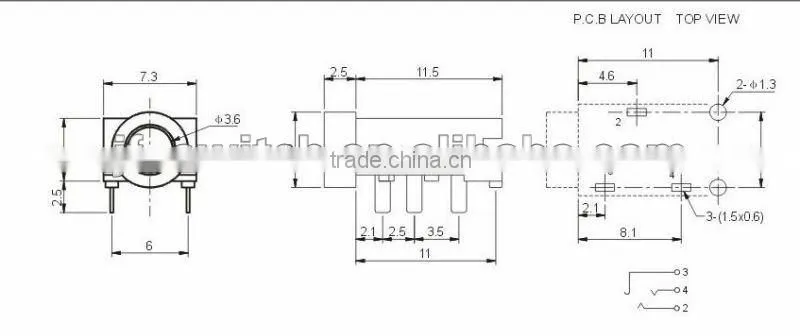 stereo phone jack connector PJ-3511/3511C