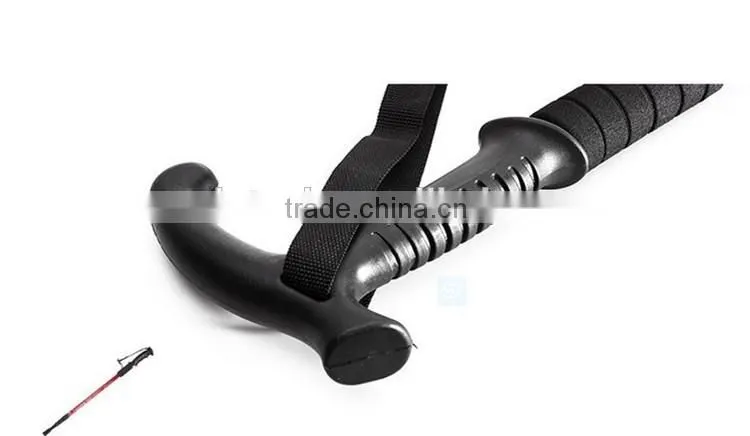 Hot popular T handle alpenstock mountaineering three sections walking sticks