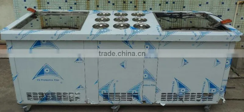 Used commercial double pan fry ice machine for sale