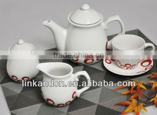 lovely hand made decaled ceramic tea pot set