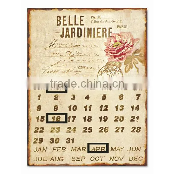 Decorative Vintage Metal Sign Antique Metal Plaque Calendar Metal Wall Plaque