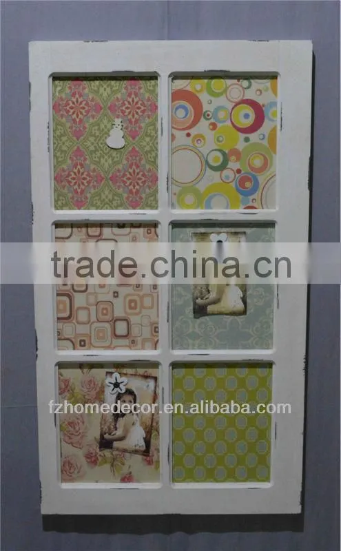 Antique wooden multi photo frame with magnet cork