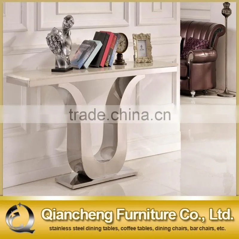 Most popular marble top console table with stainless steel
