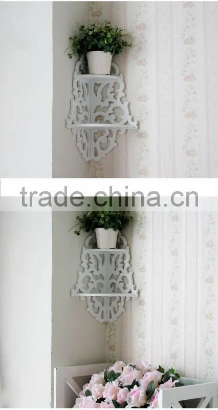 The wooden hanging around the corner,wall shelf