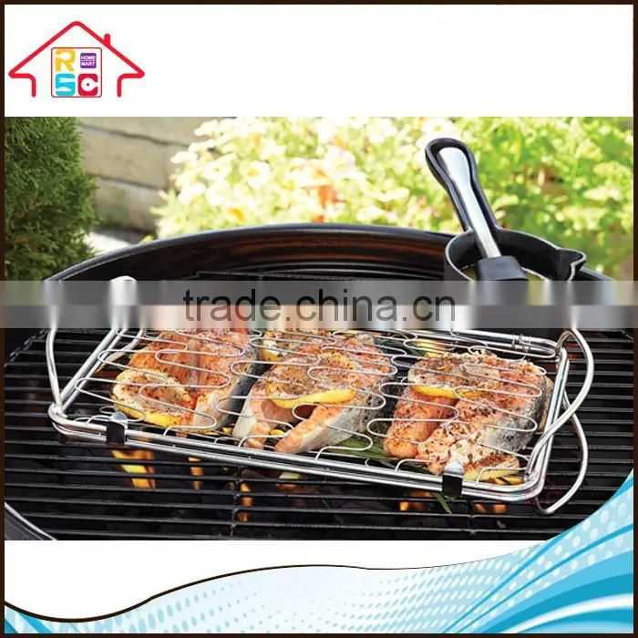 NBRSC Large Outdoor Grilling Vegetable Food Metal Wire BBQ Grill Fish Basket