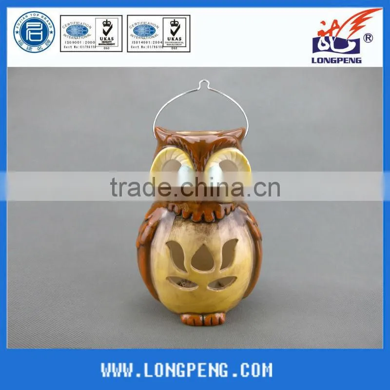 Wholesale Popular Ceramic Owl Candle Holders with LED Light