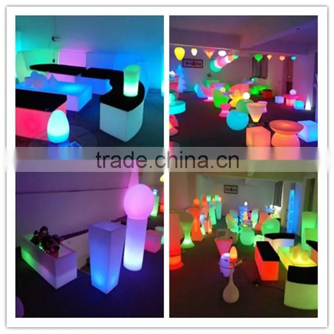 Modern classic plastic colorful lighting illuminated RGB LED chair with table