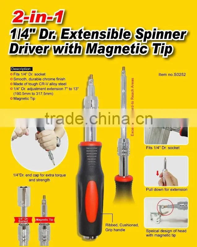 1/4" Dr. Extenable Spinner Driver with Magnetic Tip