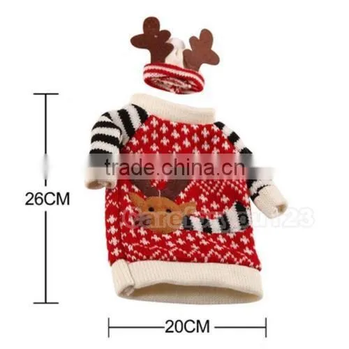 Lovely Wine Bottle elk Cover Xmas Santa Table Decor Christmas Bottle Cap Party Gift