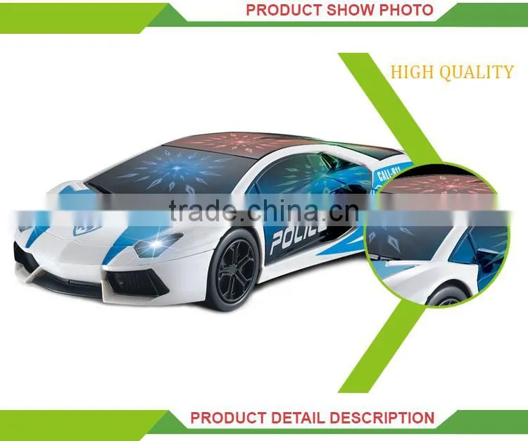 Newest battery operated plastic police toy track toy with light up car