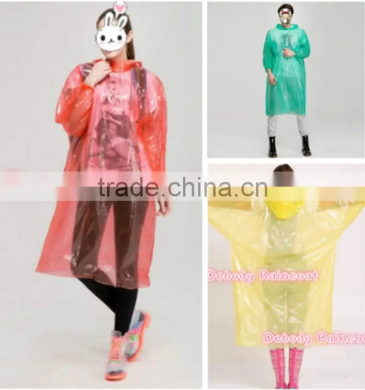 PE Disposable Different Colors Poncho for Promotion