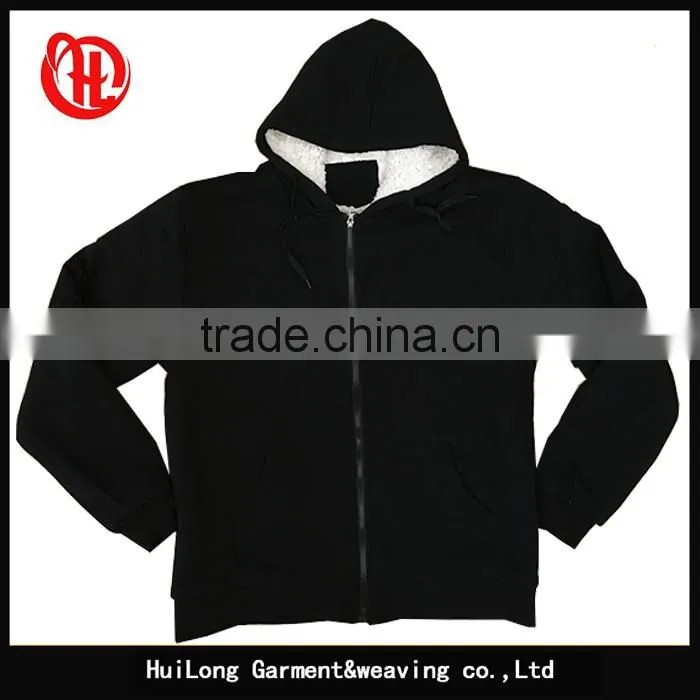 Plus size men white lining winter black hoodie jacket