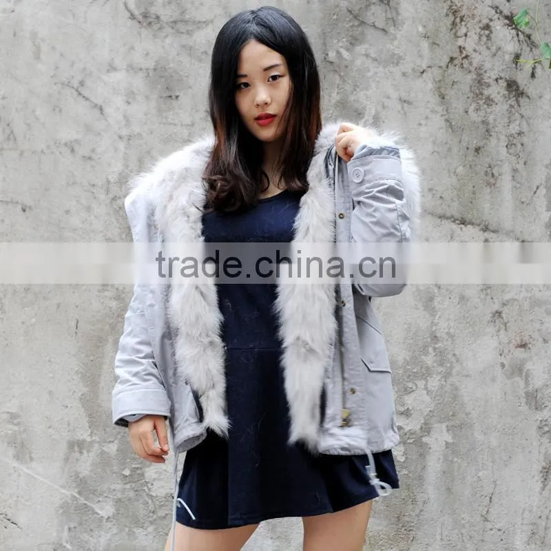 CX-G-P-05R Colorful Fox Fur Lining Women Winter Warm Parka Coat