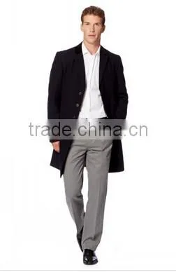 2014 Winter Season Hot Selling Fashion Design Black Lapel Slim Fit Mens Cashmere Men Coat