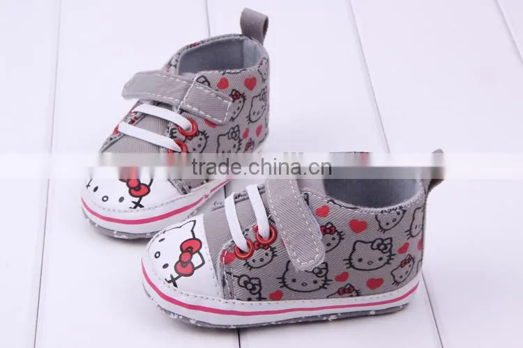 2014 wholesale baby shoes girls gray hello kitty infant shoe girls cavans kitty shoes