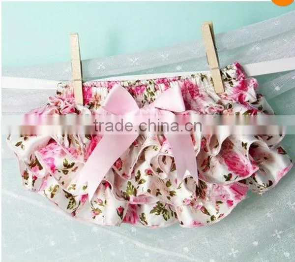 Cute baby cotton bloomer froal diaper cover with bowknot silk ribbon froal patterns to choose from us