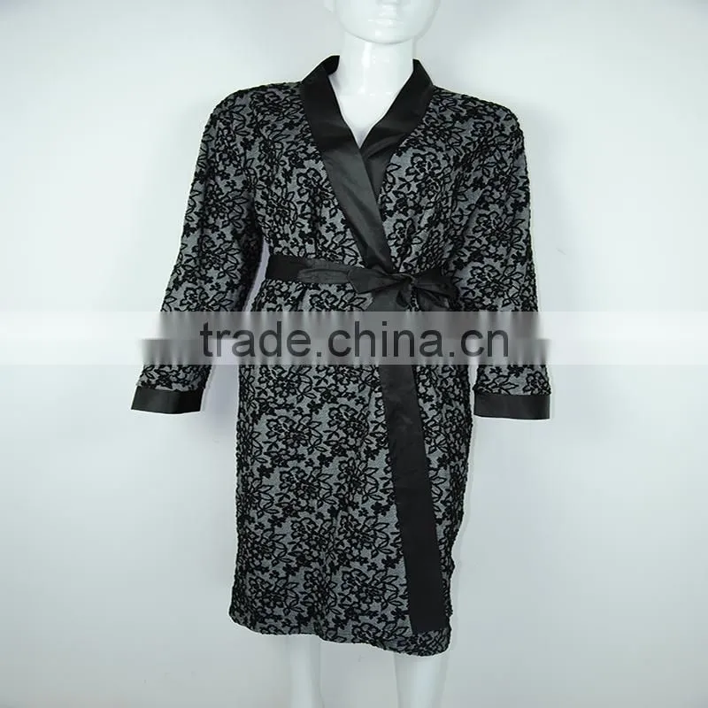 trendy design 100% polyester long sexy sheer nightgown