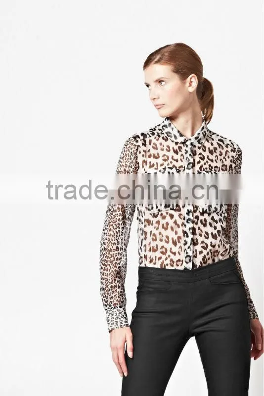 Leopard Print Design Chiffon Shirt/Blouse