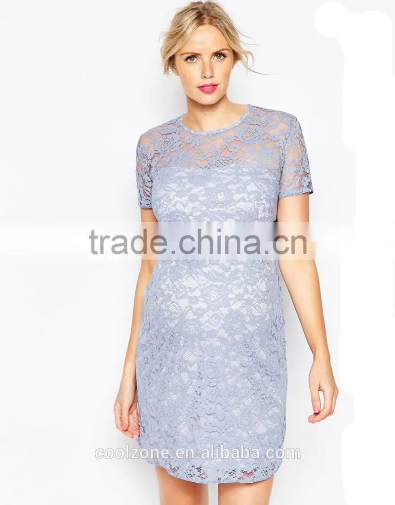 Contrast Waistband Bodycon Fit Lightweight lace Preganat Women Dresses