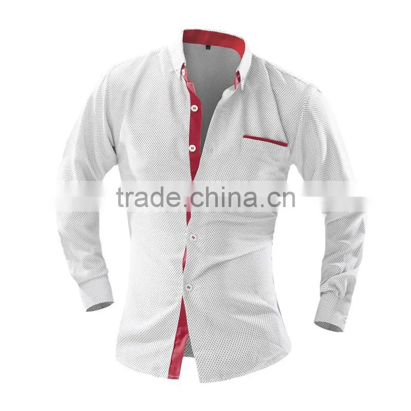 2016 Alibaba latest cotton dot long sleeve slim fit sweater shirt for cheap oem