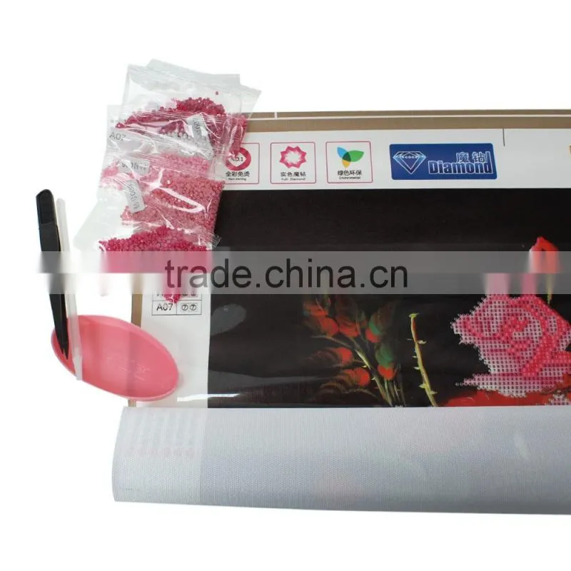 Pink Flower Pattern Embroidery Diamond &Rhinestone Painting DIY Kit Cross Stitch For Living Room 50cmx12cm