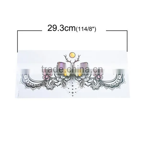 Paper Removable Waterproof Temporary Sternum Tattoo Sticker Body Art Multicolor Butterfly Pattern Temporary Belly Tattoos