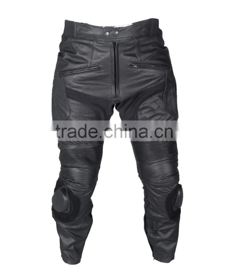 Black Motorcycle Pant/ Motorbike Leather PANT CE Armour to knee & hips