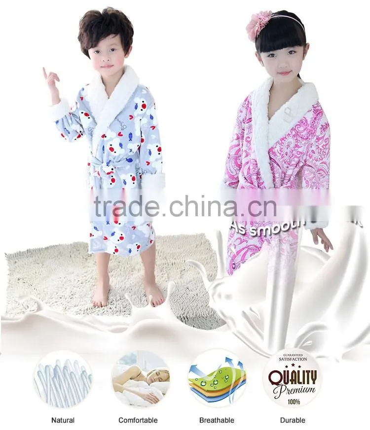 Cute Children Keep Warm Flannel 100% Polyester Bathrobe