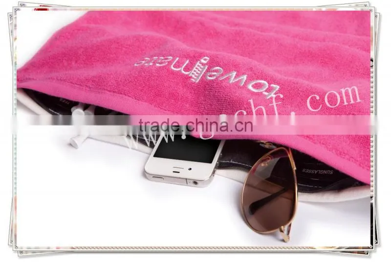 100% cotton zipper pocket gym towels