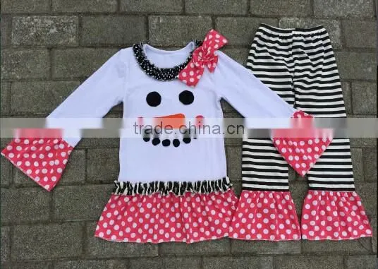 Fashion 2016 online wholesale children's boutique clothing sets baby clothes top girls christmas outfits polka dot cotoon